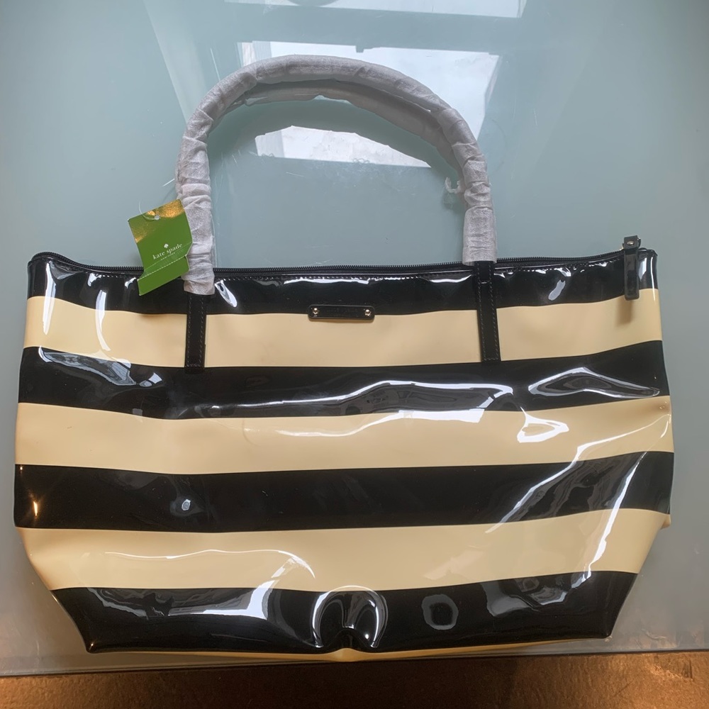 Kate Spade Black and White Striped Tote